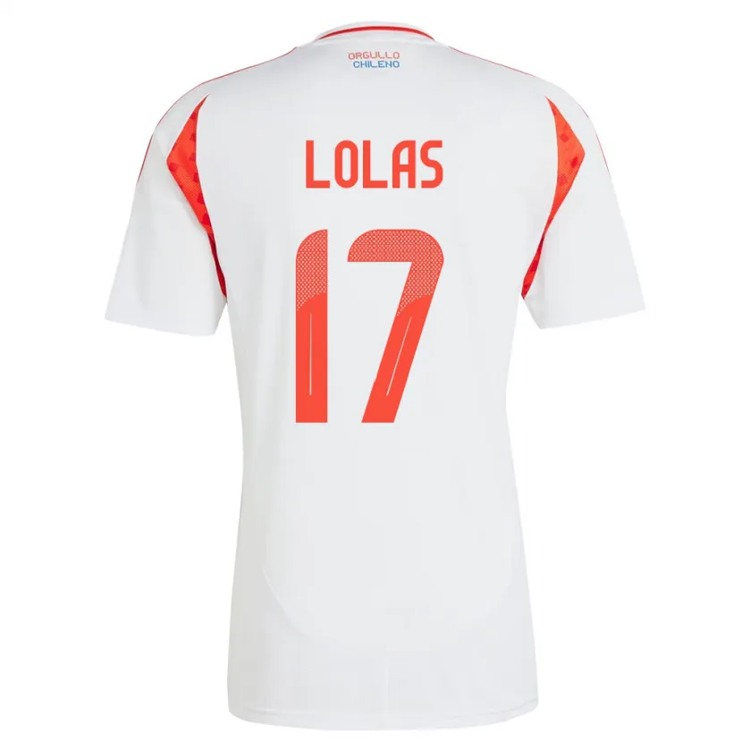 Danxen Bambino Maglia Cile Manuel Lolas #17 Bianco Kit Gara Away 24-26 Maglietta