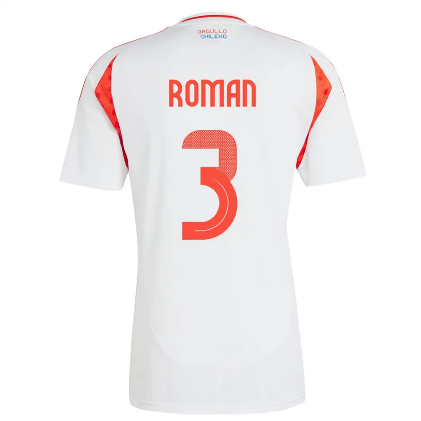 Danxen Bambino Maglia Cile Iván Román #3 Bianco Kit Gara Away 24-26 Maglietta