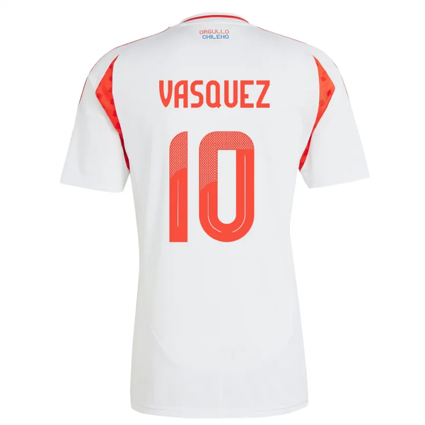 Danxen Bambino Maglia Cile Ignacio Vásquez #10 Bianco Kit Gara Away 24-26 Maglietta