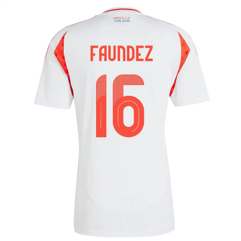 Danxen Bambino Maglia Cile Felipe Faúndez #16 Bianco Kit Gara Away 24-26 Maglietta