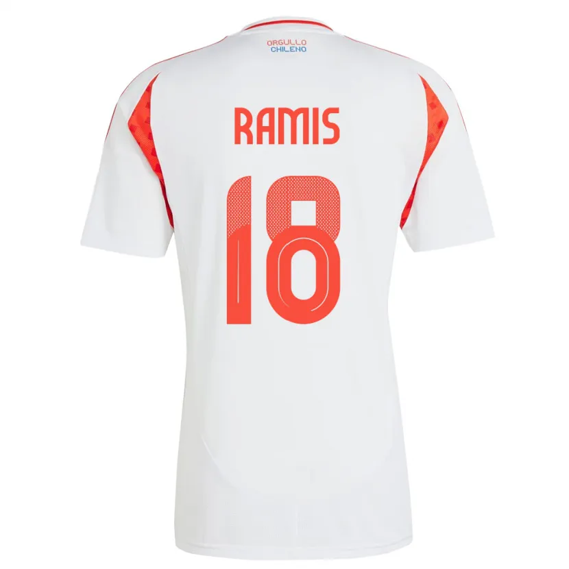 Danxen Bambino Maglia Cile Oliver Ramis #18 Bianco Kit Gara Away 24-26 Maglietta
