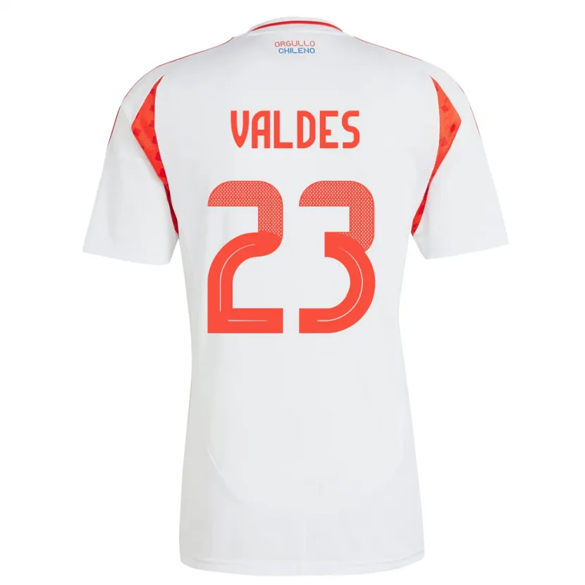 Danxen Bambino Maglia Cile Francisco Valdés #23 Bianco Kit Gara Away 24-26 Maglietta