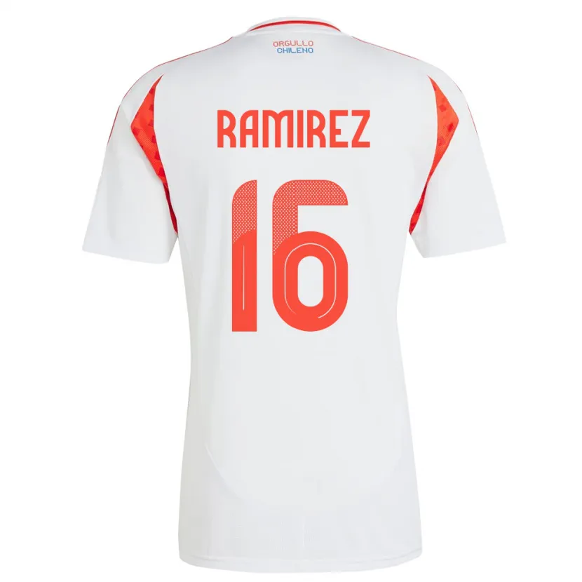 Danxen Bambino Maglia Cile Vicente Ramírez #16 Bianco Kit Gara Away 24-26 Maglietta