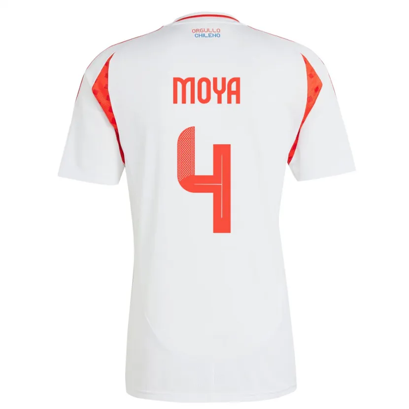 Danxen Bambino Maglia Cile Matías Moya #4 Bianco Kit Gara Away 24-26 Maglietta