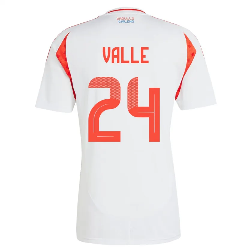 Danxen Bambino Maglia Cile Alessandra Valle #24 Bianco Kit Gara Away 24-26 Maglietta