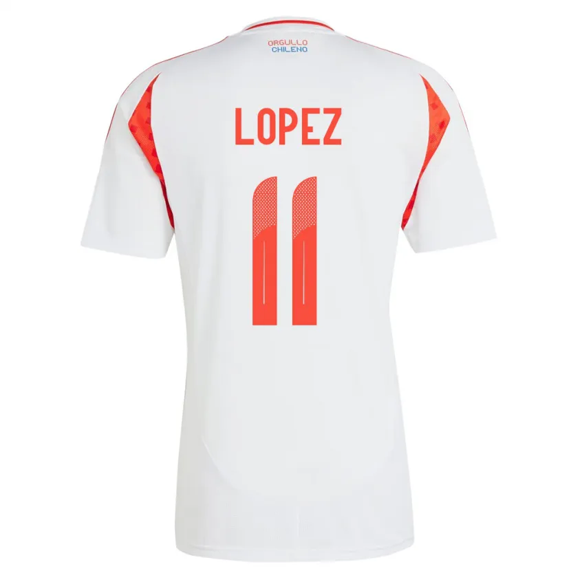 Danxen Bambino Maglia Cile Yessenia López #11 Bianco Kit Gara Away 24-26 Maglietta