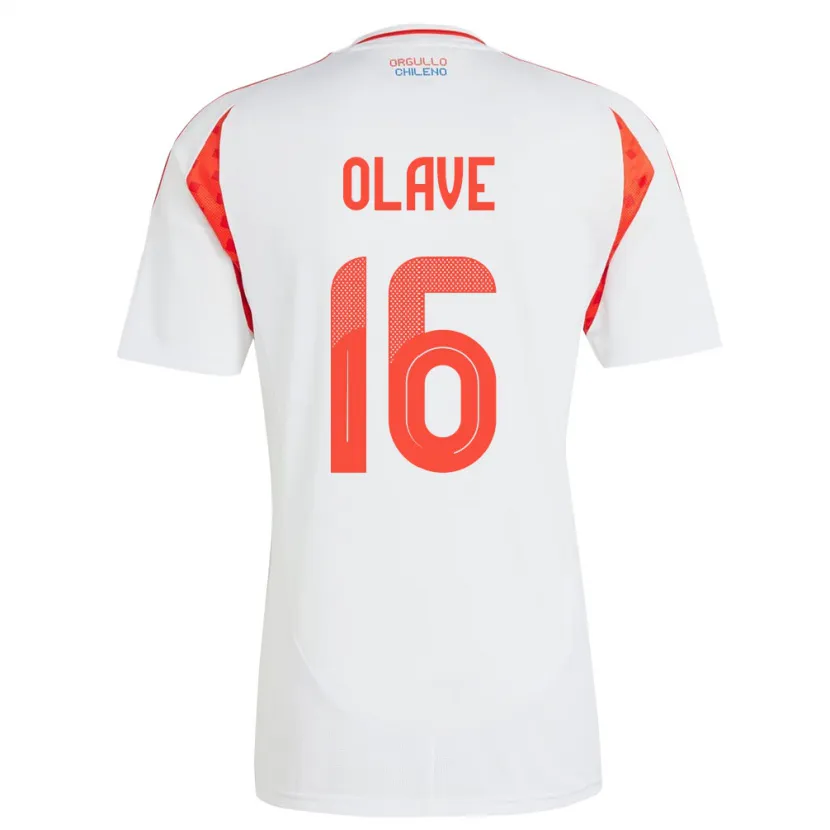 Danxen Bambino Maglia Cile Isidora Olave #16 Bianco Kit Gara Away 24-26 Maglietta