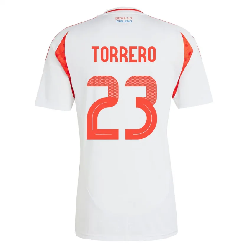 Danxen Bambino Maglia Cile Ryann Torrero #23 Bianco Kit Gara Away 24-26 Maglietta