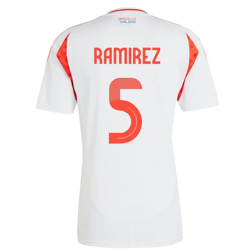 Danxen Bambino Maglia Cile Fernanda Ramírez #5 Bianco Kit Gara Away 24-26 Maglietta