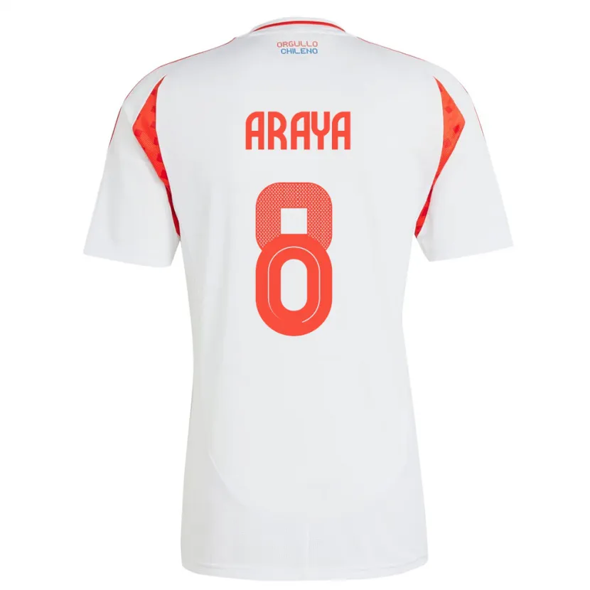 Danxen Bambino Maglia Cile Karen Araya #8 Bianco Kit Gara Away 24-26 Maglietta
