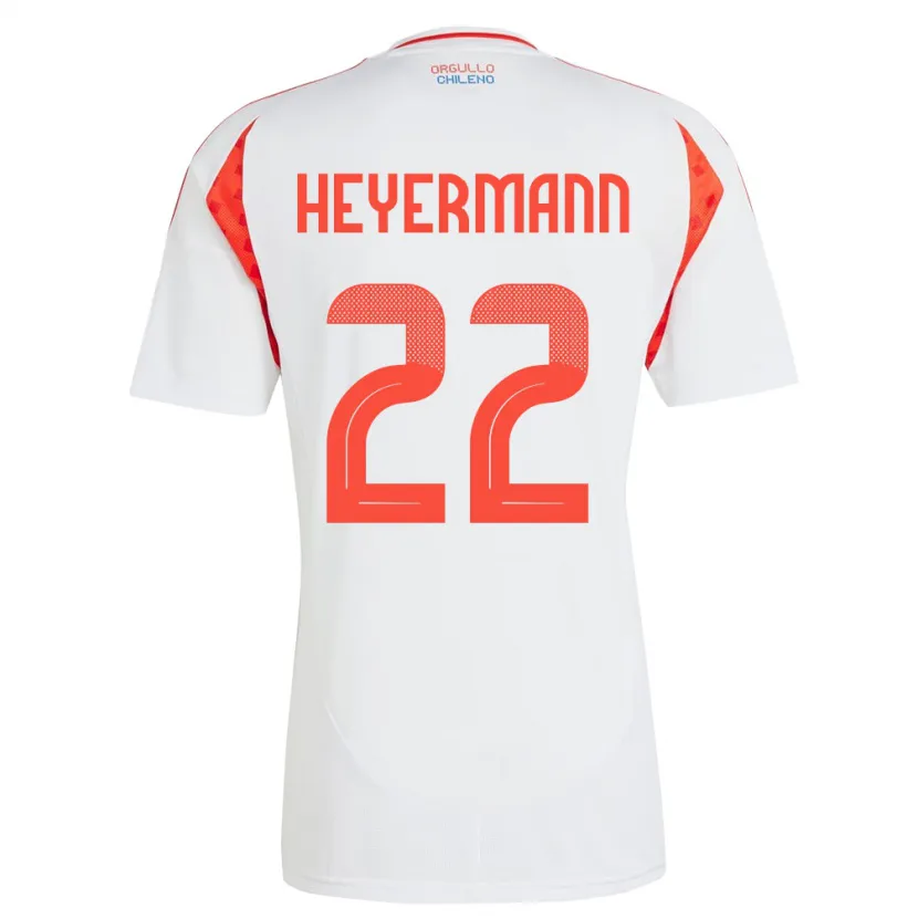 Danxen Bambino Maglia Cile Agustina Heyermann #22 Bianco Kit Gara Away 24-26 Maglietta