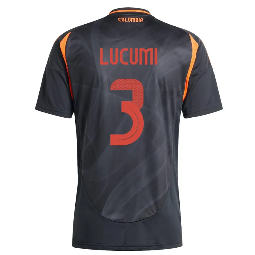 Danxen Bambino Maglia Colombia Jhon Lucumí #3 Nero Kit Gara Away 24-26 Maglietta