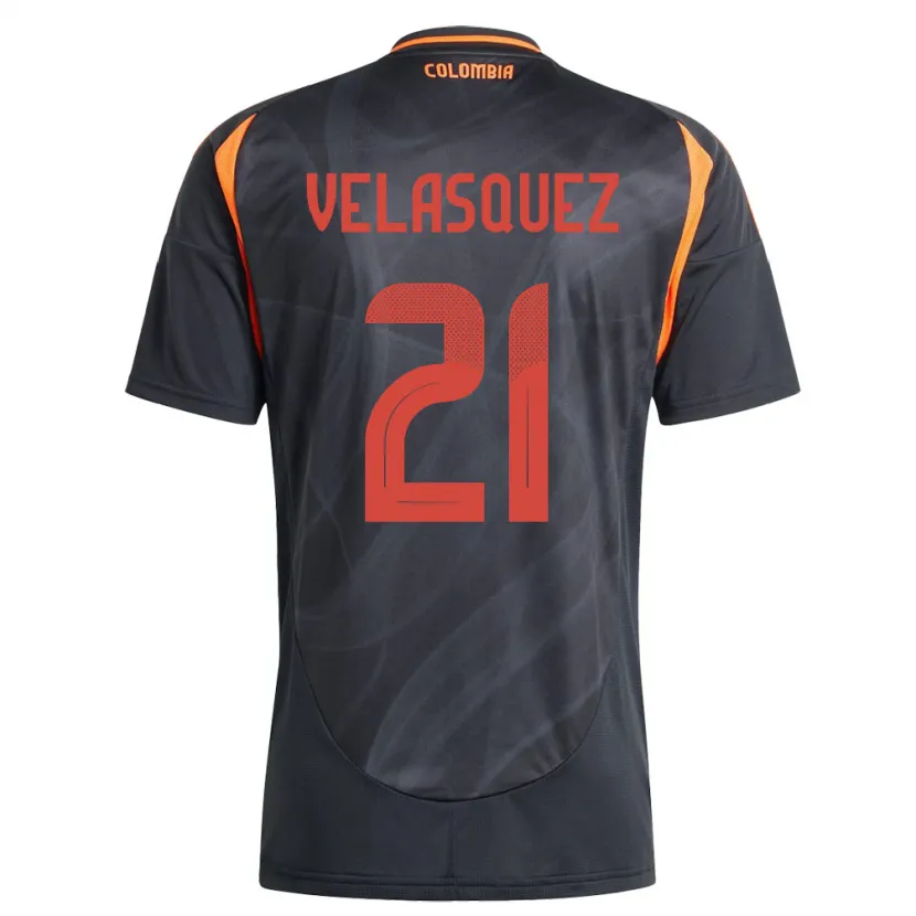 Danxen Bambino Maglia Colombia Samuel Velásquez #21 Nero Kit Gara Away 24-26 Maglietta