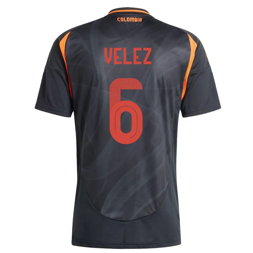 Danxen Bambino Maglia Colombia Jhon Vélez #6 Nero Kit Gara Away 24-26 Maglietta