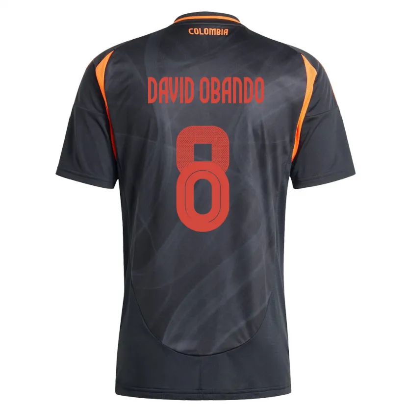 Danxen Bambino Maglia Colombia Juan David Obando #8 Nero Kit Gara Away 24-26 Maglietta