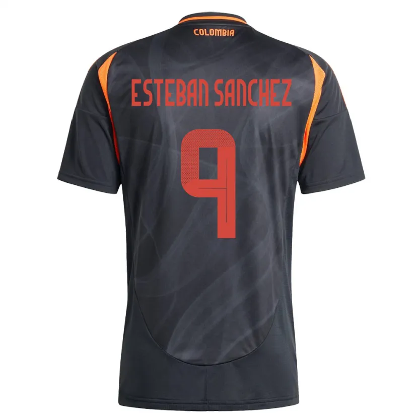 Danxen Bambino Maglia Colombia Juan Esteban Sánchez #9 Nero Kit Gara Away 24-26 Maglietta