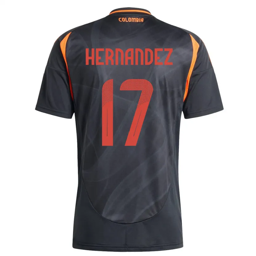 Danxen Bambino Maglia Colombia Jhoan Hernández #17 Nero Kit Gara Away 24-26 Maglietta
