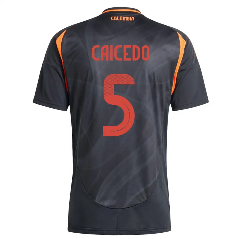 Danxen Bambino Maglia Colombia Kelly Caicedo #5 Nero Kit Gara Away 24-26 Maglietta