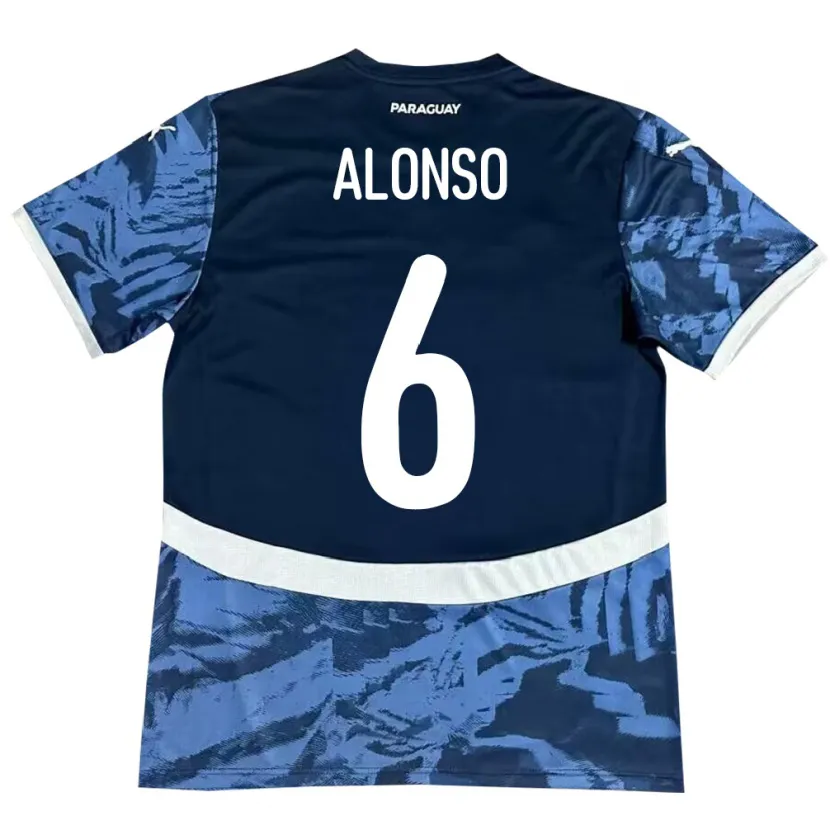 Danxen Bambino Maglia Paraguay Júnior Alonso #6 Blu Kit Gara Away 24-26 Maglietta
