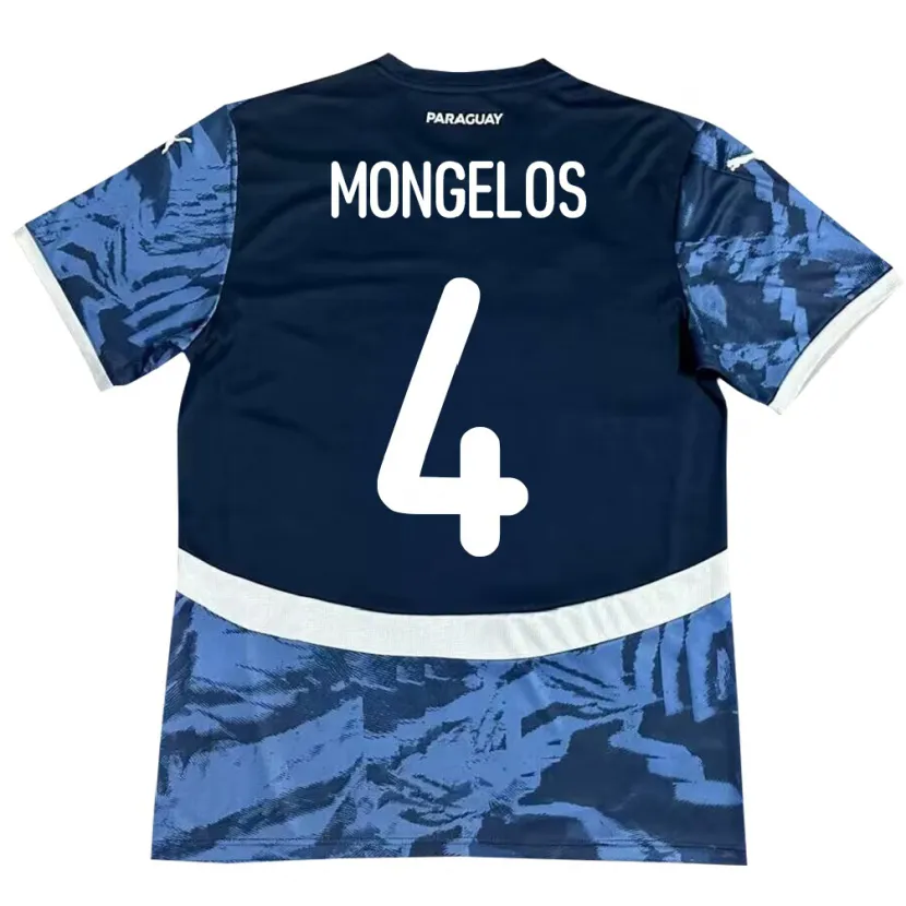 Danxen Bambino Maglia Paraguay Rolando Mongelós #4 Blu Kit Gara Away 24-26 Maglietta