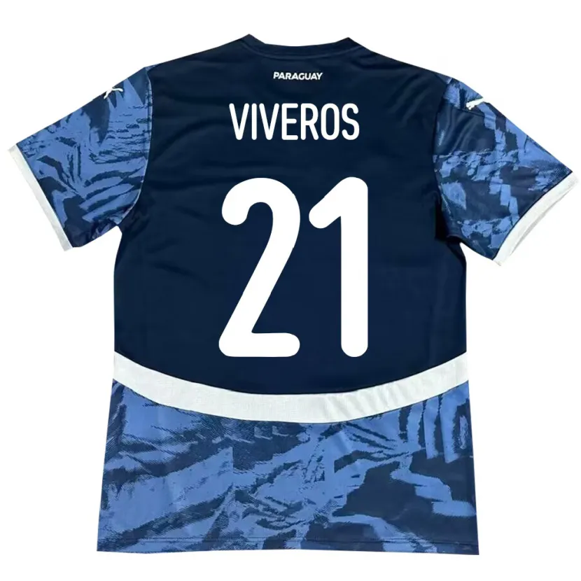 Danxen Bambino Maglia Paraguay Fernando Viveros #21 Blu Kit Gara Away 24-26 Maglietta