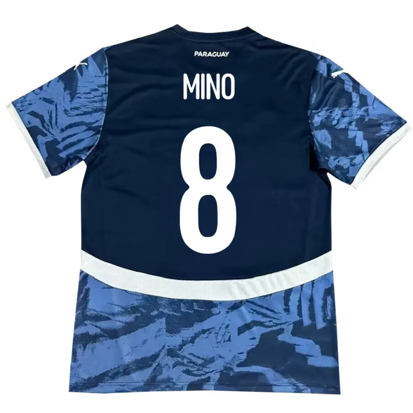 Danxen Bambino Maglia Paraguay Rosa Miño #8 Blu Kit Gara Away 24-26 Maglietta