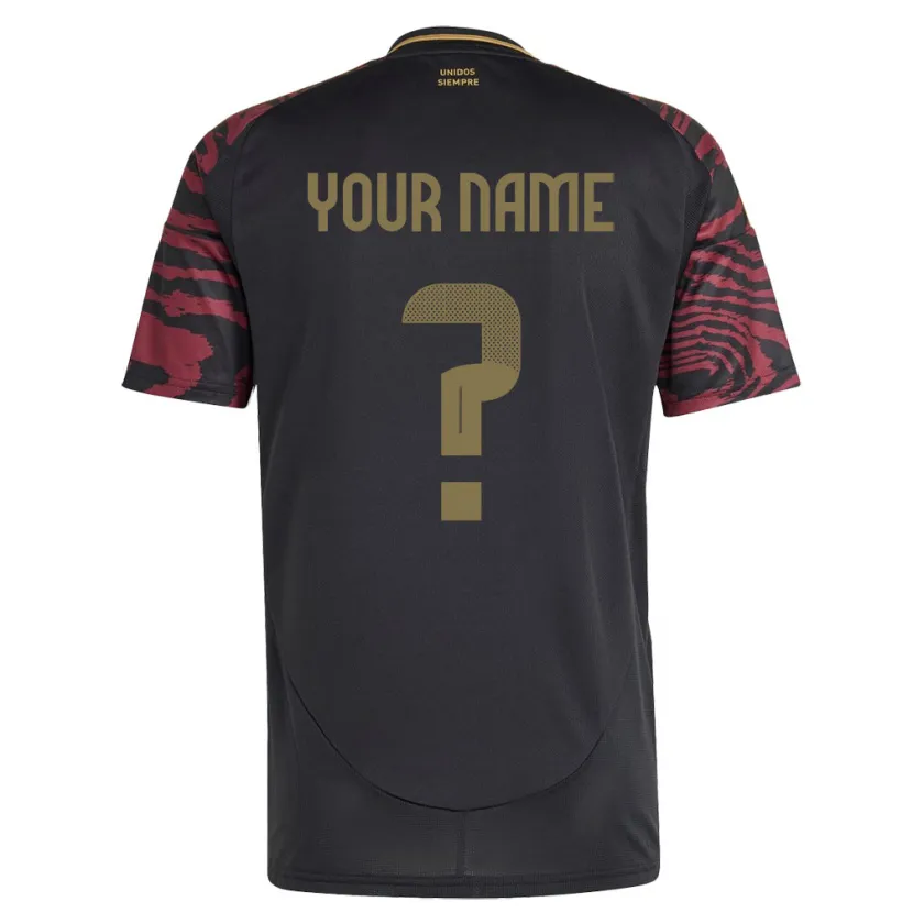 Danxen Bambino Maglia Perù Il Tuo Nome #0 Nero Kit Gara Away 24-26 Maglietta