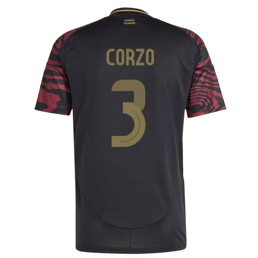 Danxen Bambino Maglia Perù Aldo Corzo #3 Nero Kit Gara Away 24-26 Maglietta