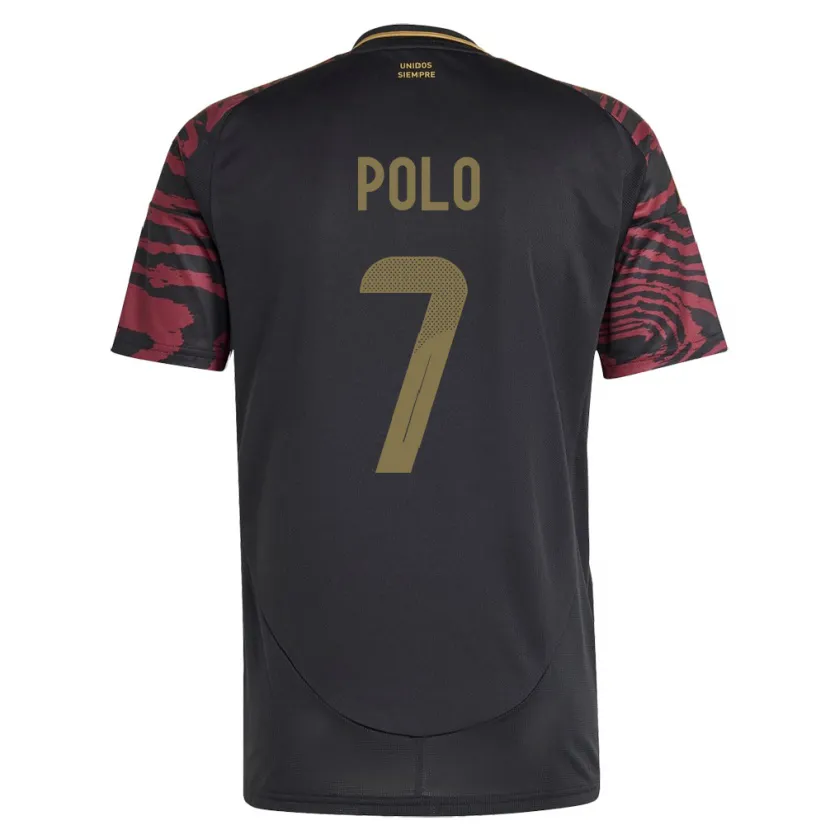 Danxen Bambino Maglia Perù Andy Polo #7 Nero Kit Gara Away 24-26 Maglietta
