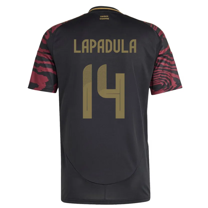 Danxen Bambino Maglia Perù Gianluca Lapadula #14 Nero Kit Gara Away 24-26 Maglietta