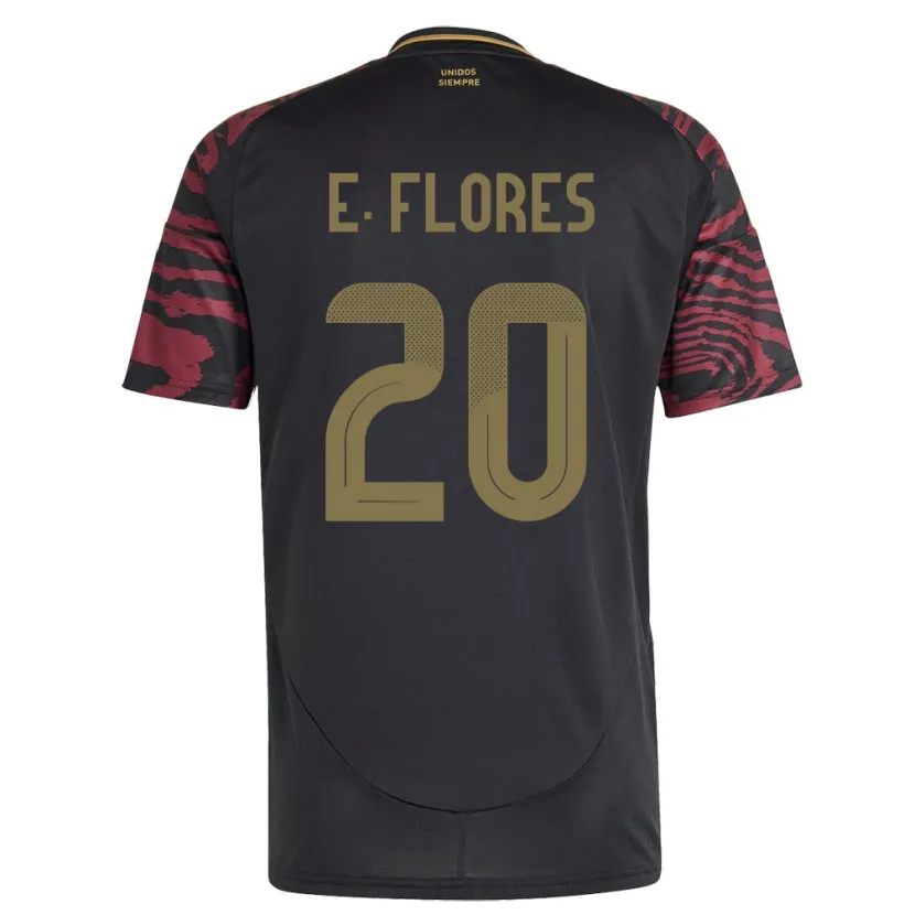 Danxen Bambino Maglia Perù Edison Flores #20 Nero Kit Gara Away 24-26 Maglietta