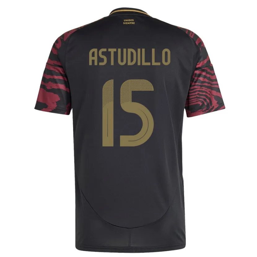Danxen Bambino Maglia Perù Julinho Astudillo #15 Nero Kit Gara Away 24-26 Maglietta