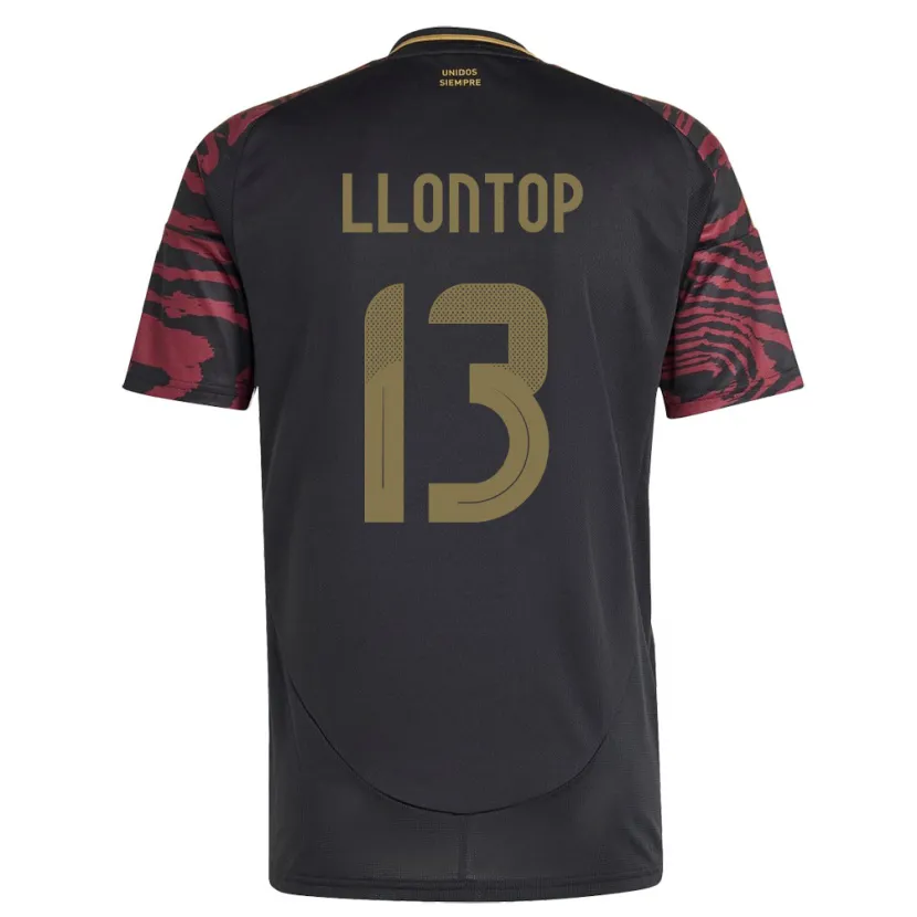 Danxen Bambino Maglia Perù Mathías Llontop #13 Nero Kit Gara Away 24-26 Maglietta