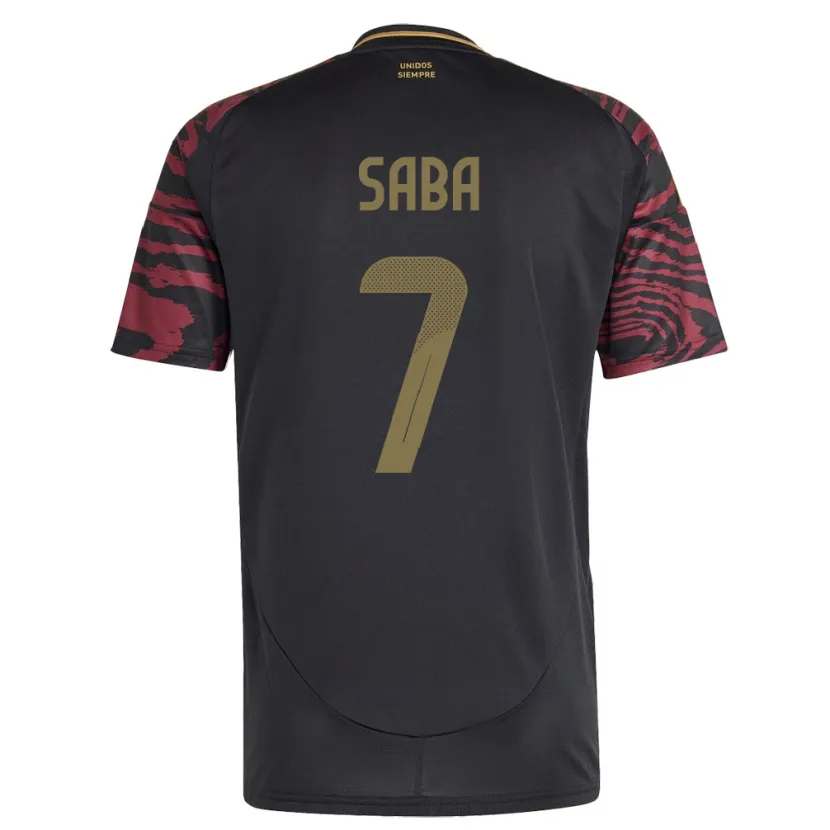Danxen Bambino Maglia Perù Emilio Saba #7 Nero Kit Gara Away 24-26 Maglietta