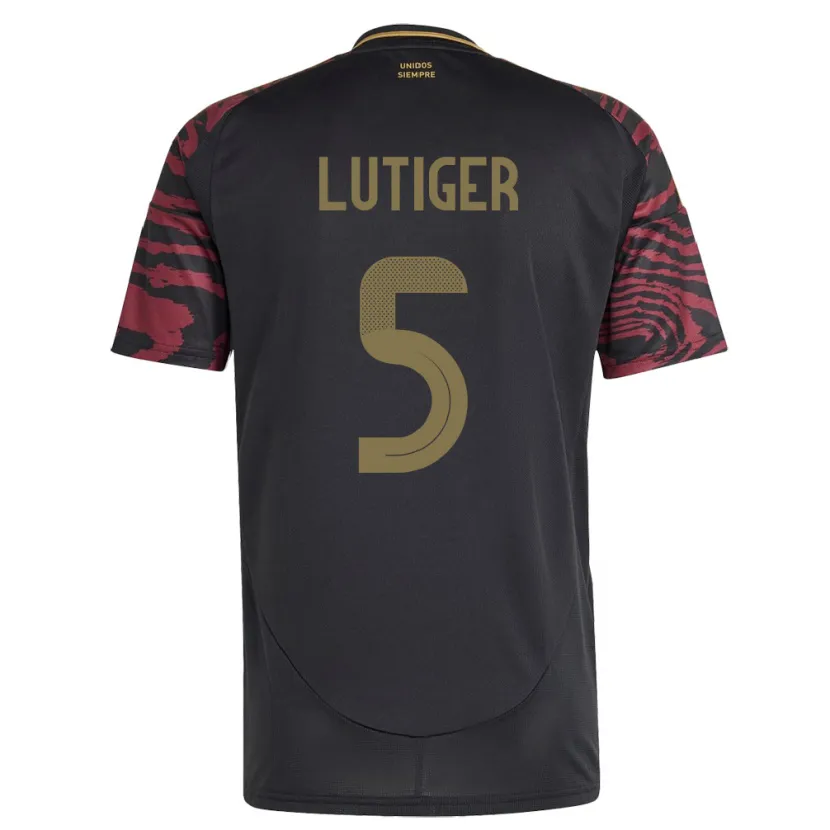 Danxen Bambino Maglia Perù Rafael Lutiger #5 Nero Kit Gara Away 24-26 Maglietta