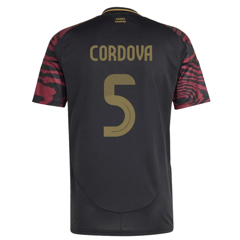Danxen Bambino Maglia Perù Bryan Córdova #5 Nero Kit Gara Away 24-26 Maglietta