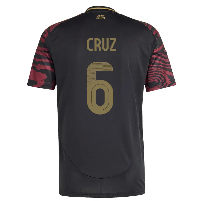 Danxen Bambino Maglia Perù Esteban Cruz #6 Nero Kit Gara Away 24-26 Maglietta