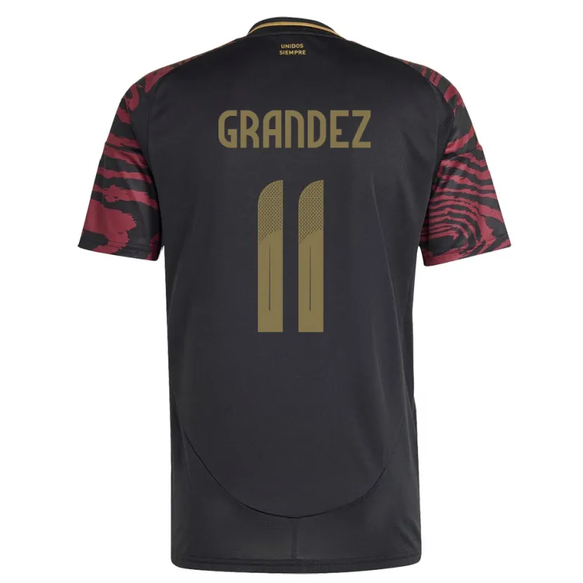 Danxen Bambino Maglia Perù Guillermo Grández #11 Nero Kit Gara Away 24-26 Maglietta