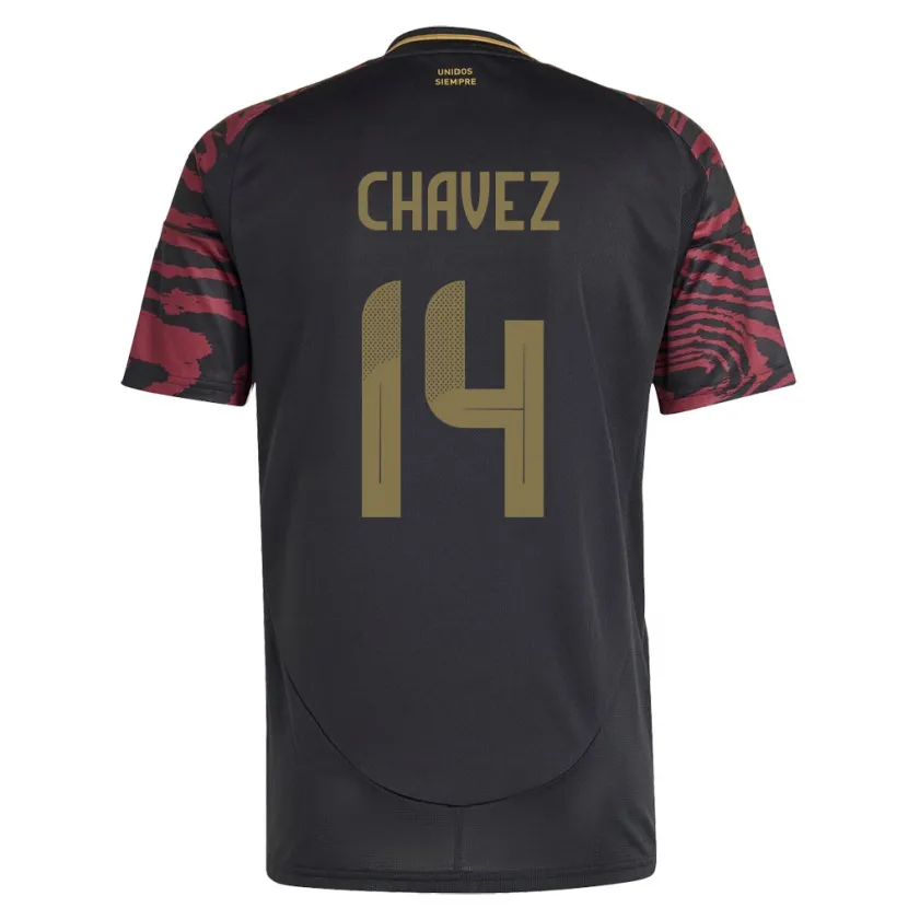 Danxen Bambino Maglia Perù Felipe Chávez #14 Nero Kit Gara Away 24-26 Maglietta