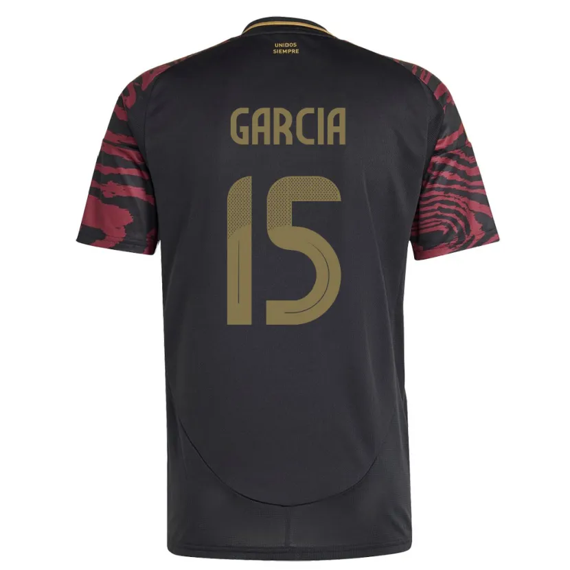 Danxen Bambino Maglia Perù Jonathan García #15 Nero Kit Gara Away 24-26 Maglietta