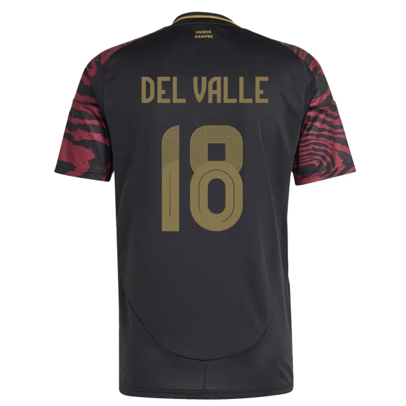 Danxen Bambino Maglia Perù Yamir Del Valle #18 Nero Kit Gara Away 24-26 Maglietta