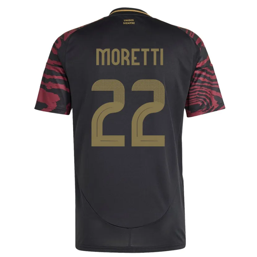 Danxen Bambino Maglia Perù Jair Moretti #22 Nero Kit Gara Away 24-26 Maglietta
