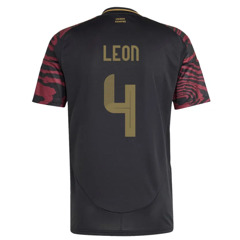 Danxen Bambino Maglia Perù Mía León #4 Nero Kit Gara Away 24-26 Maglietta