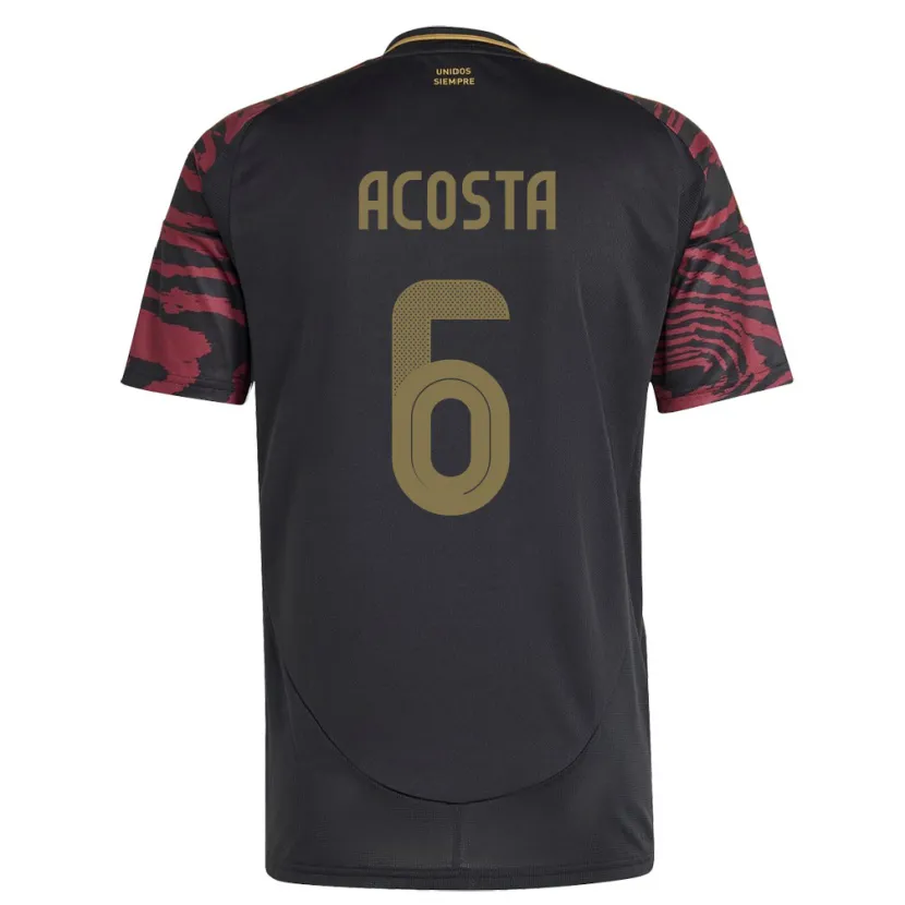 Danxen Bambino Maglia Perù Ruby Acosta #6 Nero Kit Gara Away 24-26 Maglietta