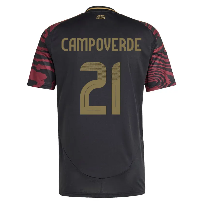 Danxen Bambino Maglia Perù Luz Campoverde #21 Nero Kit Gara Away 24-26 Maglietta