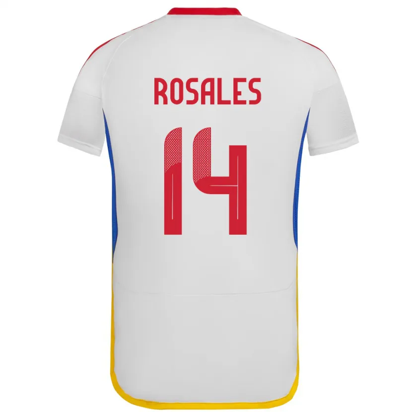 Danxen Bambino Maglia Venezuela Roberto Rosales #14 Bianco Kit Gara Away 24-26 Maglietta
