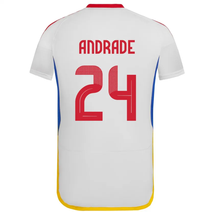 Danxen Bambino Maglia Venezuela Kervin Andrade #24 Bianco Kit Gara Away 24-26 Maglietta