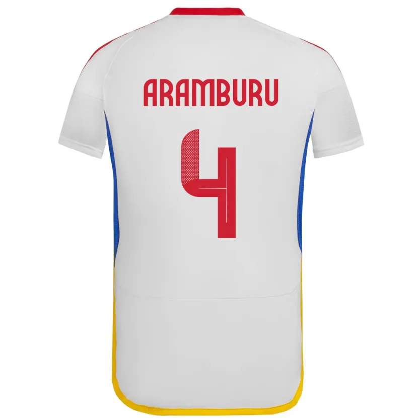 Danxen Bambino Maglia Venezuela Jon Aramburu #4 Bianco Kit Gara Away 24-26 Maglietta