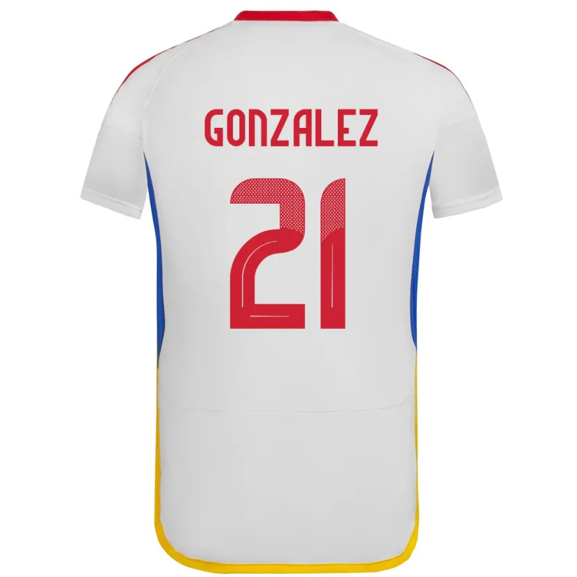 Danxen Bambino Maglia Venezuela Alexander González #21 Bianco Kit Gara Away 24-26 Maglietta