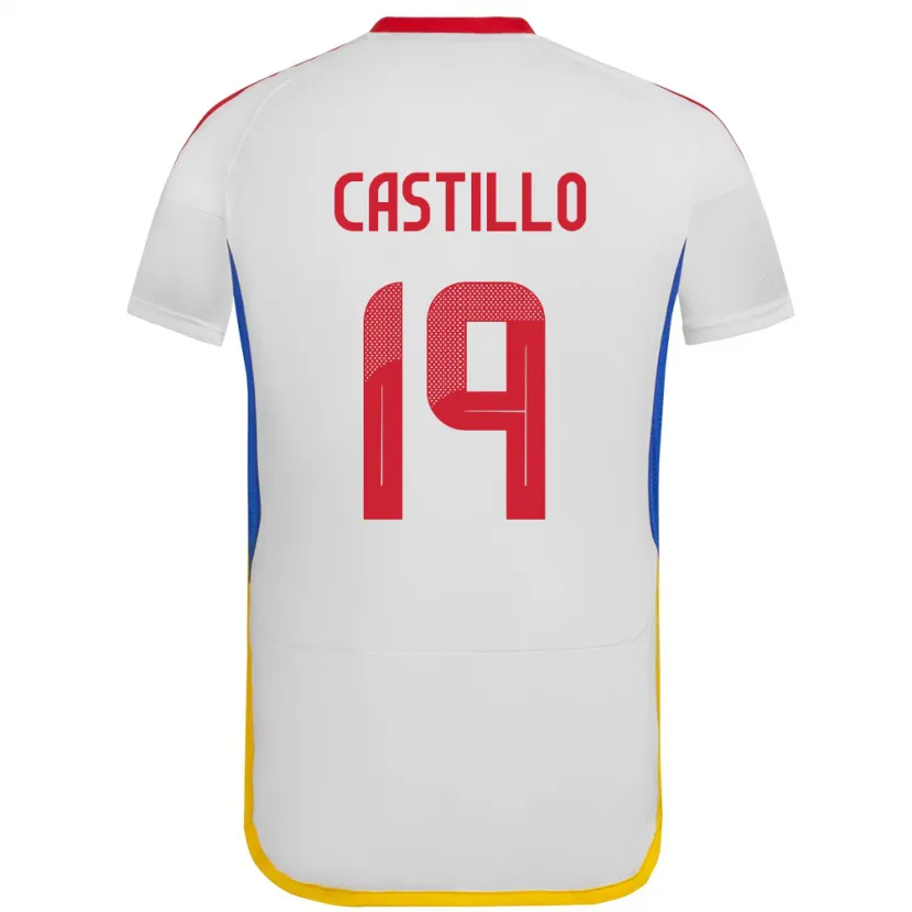 Danxen Bambino Maglia Venezuela Bryan Castillo #19 Bianco Kit Gara Away 24-26 Maglietta